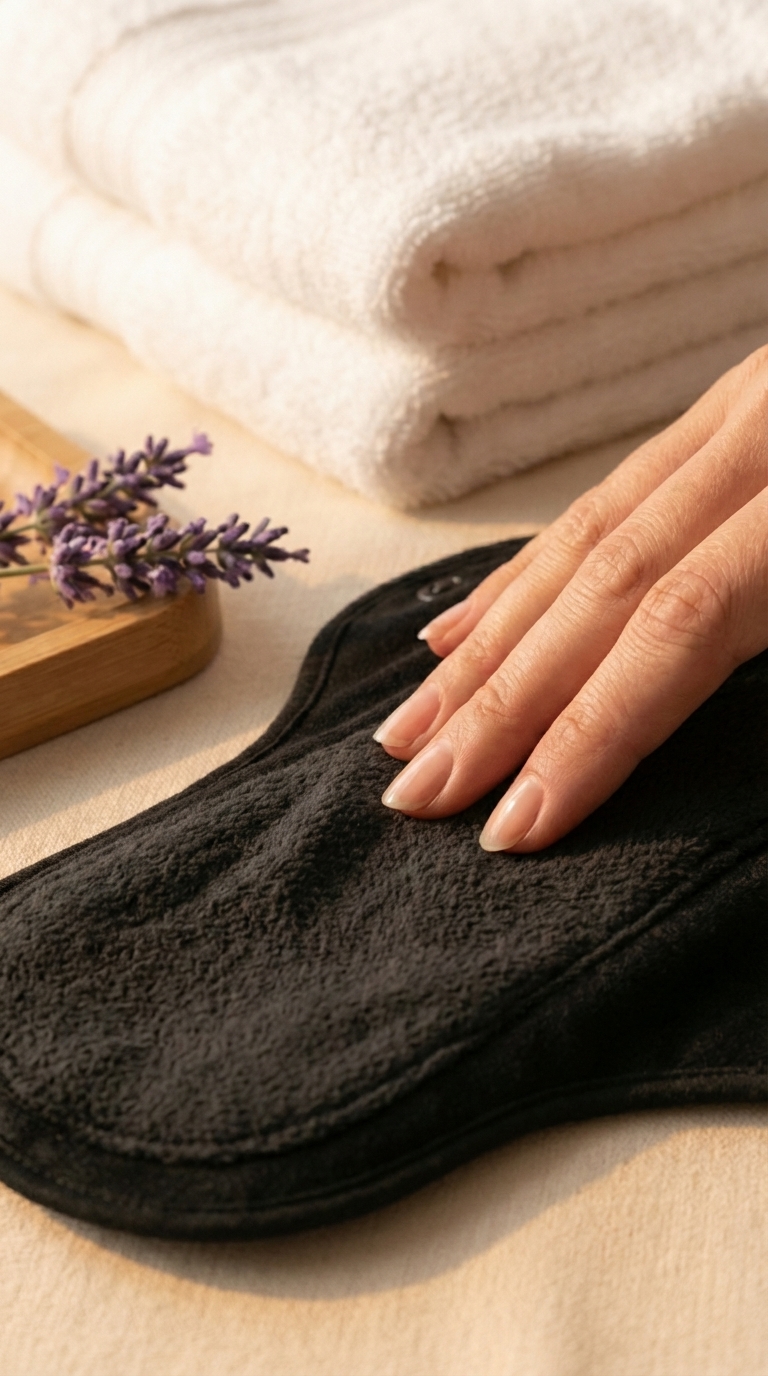 Hand touching LunaSoft bamboo texture pad